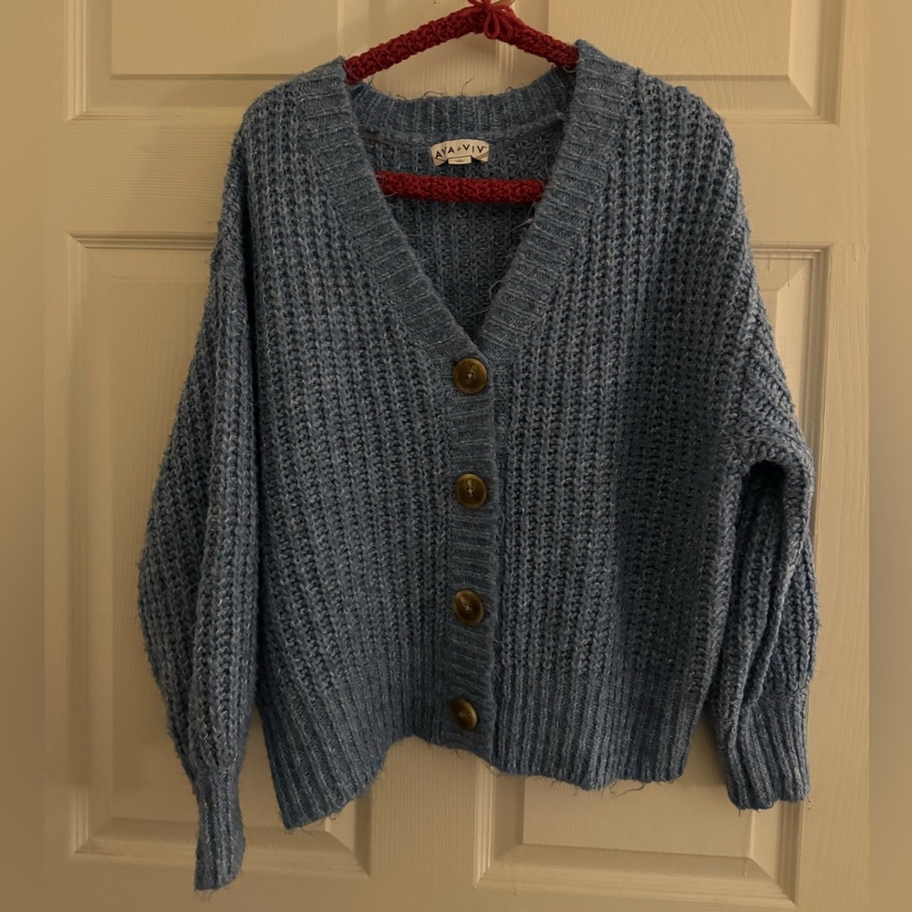 Blue, fuzzy, Target sweater